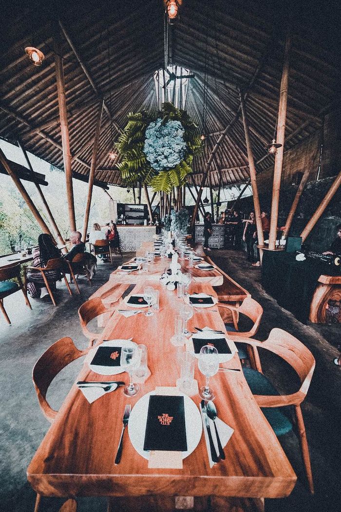 The long table at The Botanist set for a Supper Club dinner
